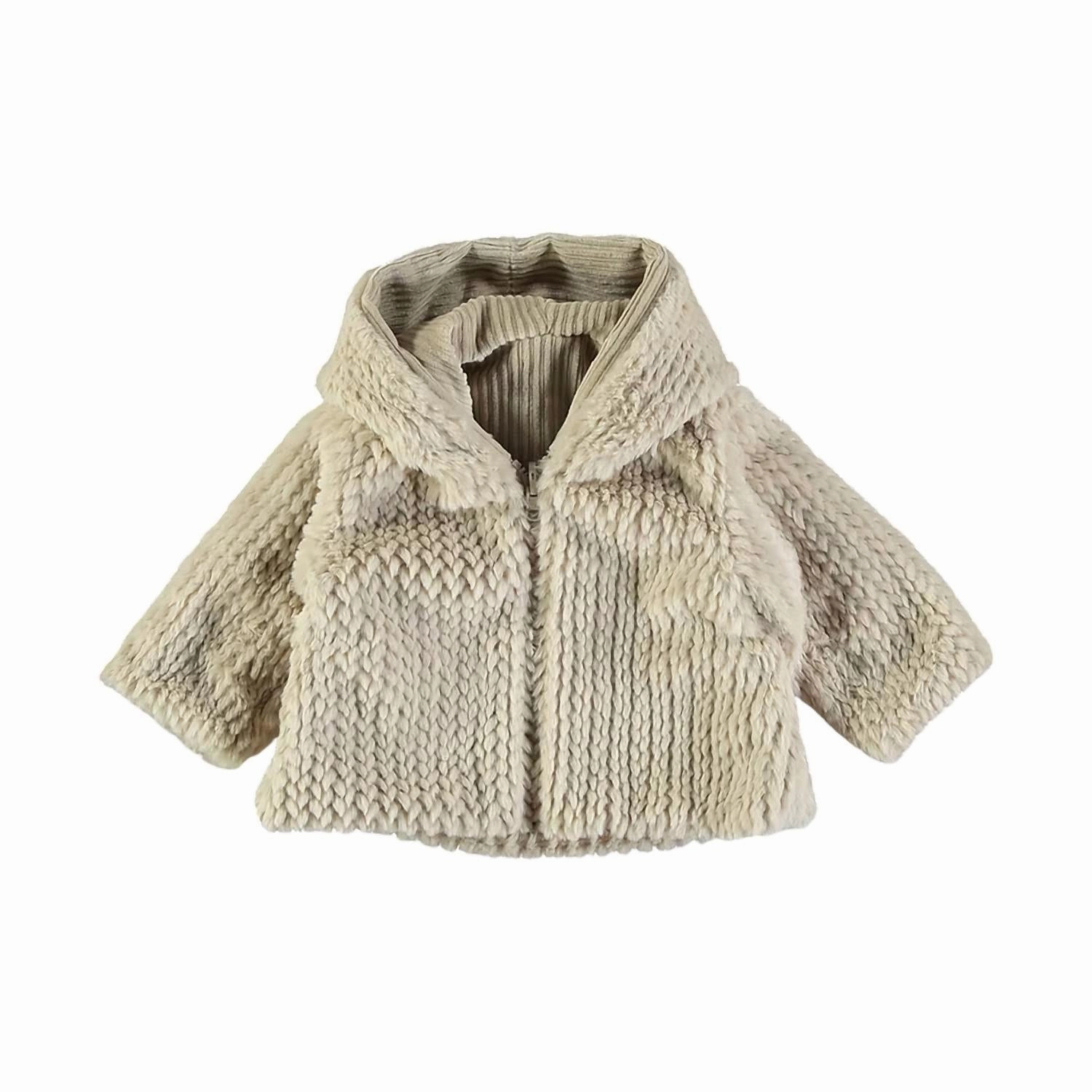 Girls Reversible Coat In Beige Girls Sherpa Coat