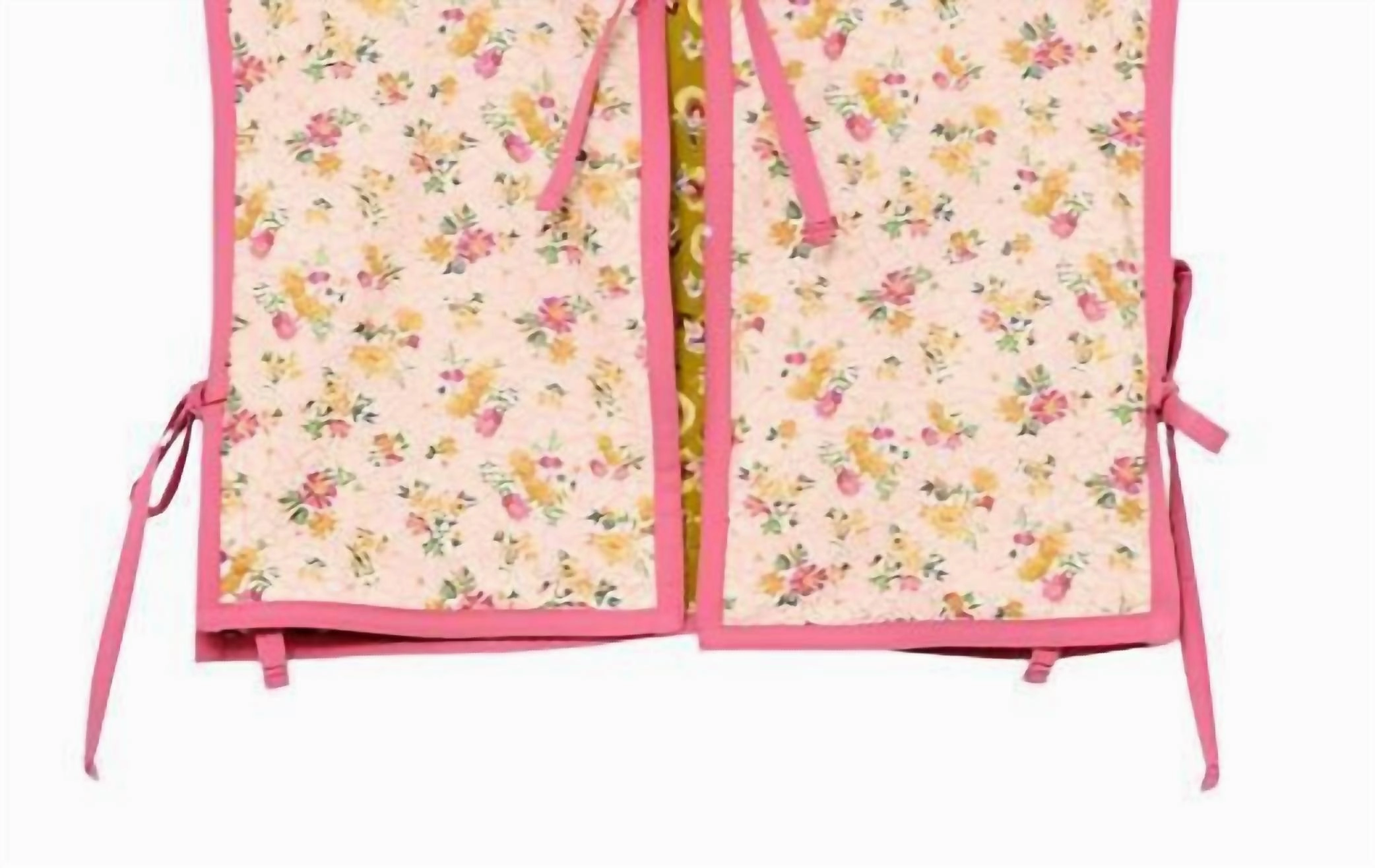 Girls Reversible Floral Side Tie Vest In Pink girls trench coats, waterproof jackets girls
