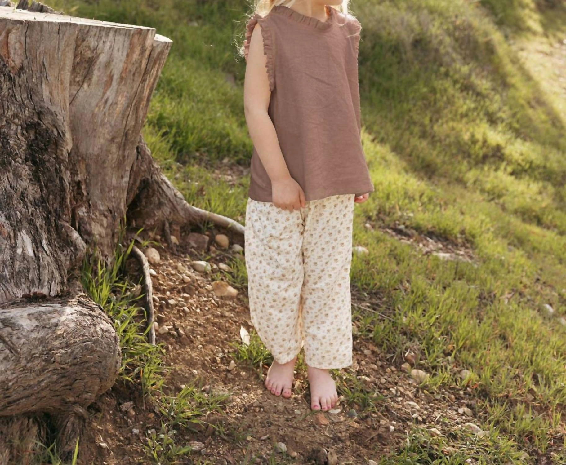 Girls Ruffle Neck Blouse In Dirt Girls Tunic Top