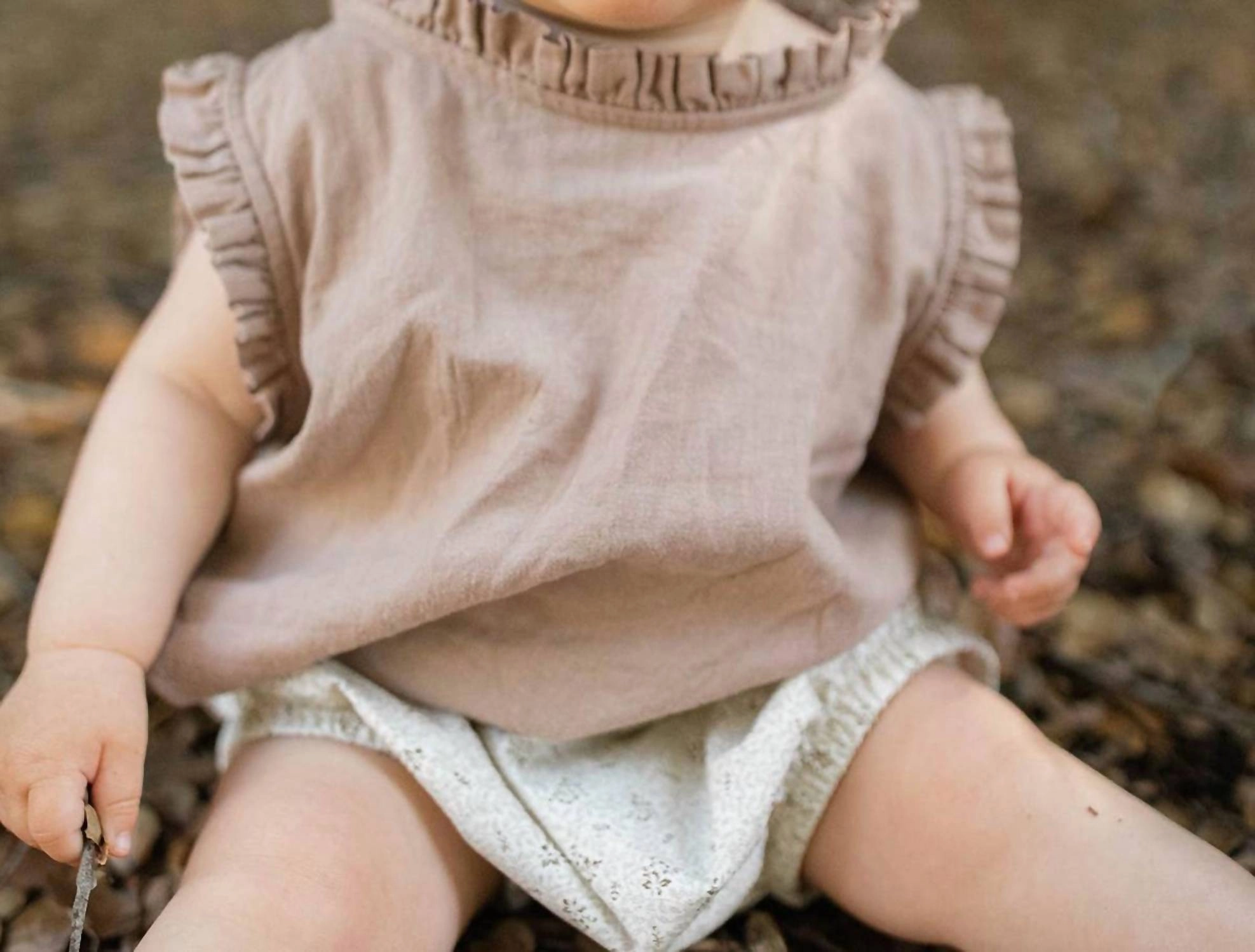 Girls Ruffle Neck Blouse In Dirt Girls Tunic Top