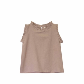 Girls Ruffle Neck Blouse In Dirt ruffle tops girls, long sleeve tees girls