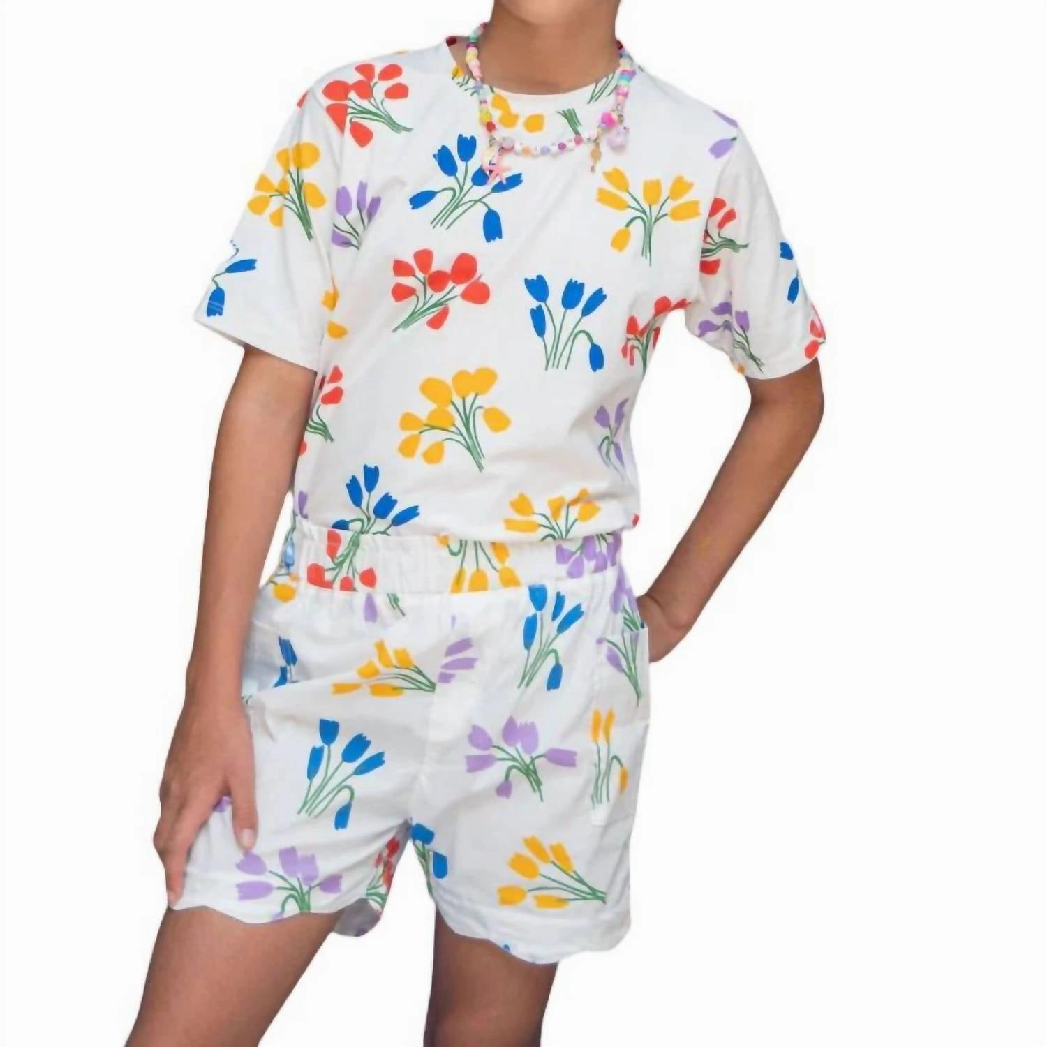 Girls Short Sleeve T-Shirts In Tulips ruffle tops girls, long sleeve tees girls