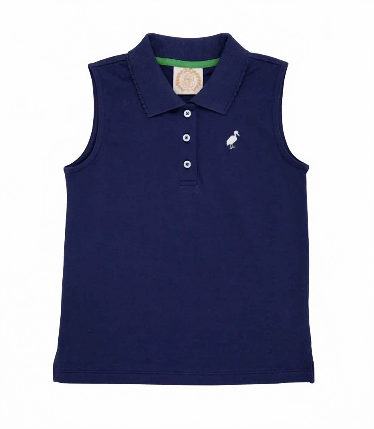 Girls Sleeveless Anna Price Polo In Nantucket Navy/worth Ave White ruffle tops girls, long sleeve tees girls