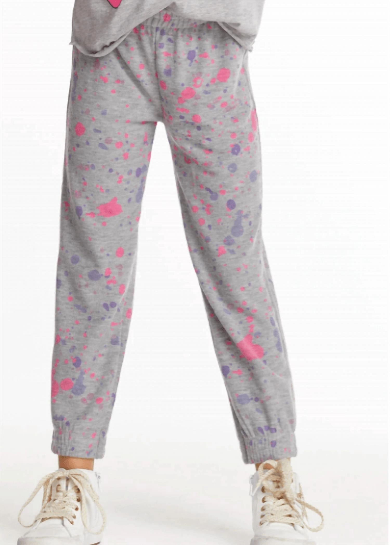 Girls Splatter Paint Pant In Heather Gray leggings girls, wide leg pants girls