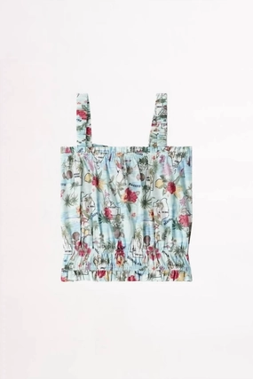 Girls Summer Vacay Camisole In Blue ruffle tops girls, long sleeve tees girls