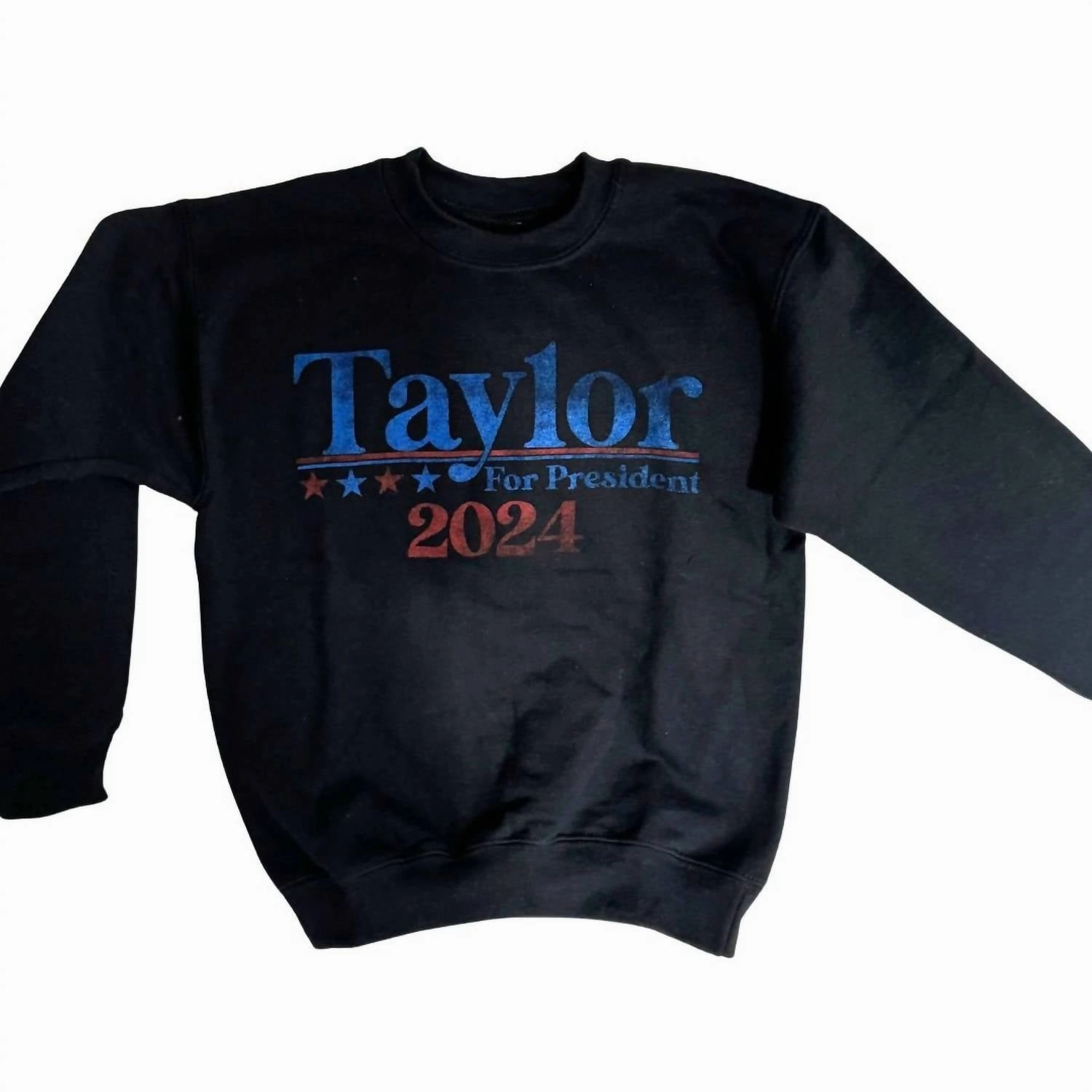 Girls Taylor For President Pullover In Black ruffle tops girls, long sleeve tees girls