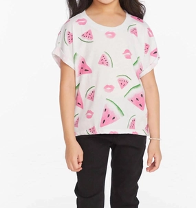 Girls Tee In Watermelon Lips ruffle tops girls, long sleeve tees girls