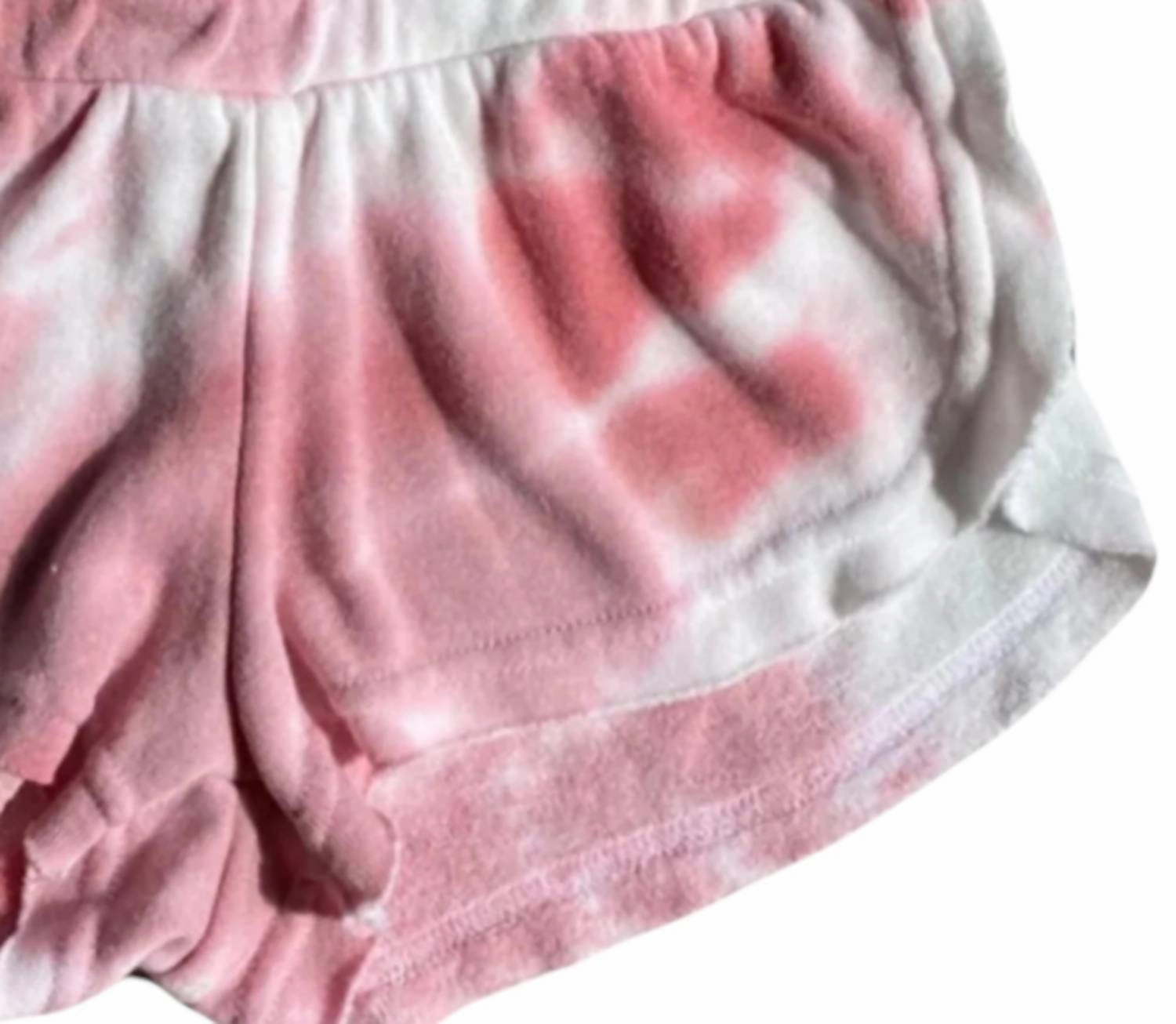 Girls Terry Tie Dye Shorts In Peony Girls Scallop Hem Shorts