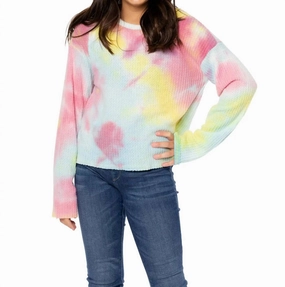 Girls Thermal Top In Tie-Dyed ruffle tops girls, long sleeve tees girls