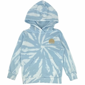 Girls Tie Dye Hoodie In Cirrus Blue ruffle tops girls, long sleeve tees girls