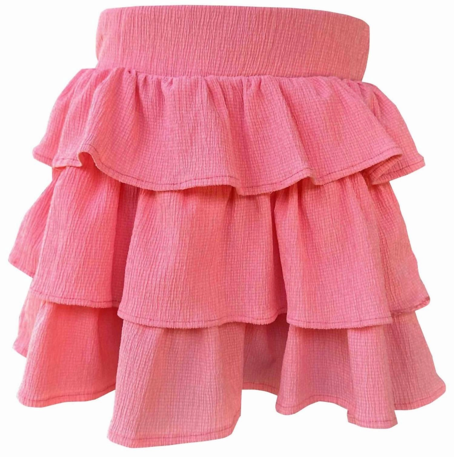 Girls Tiered Skirt In Peach ruffle tops girls, long sleeve tees girls