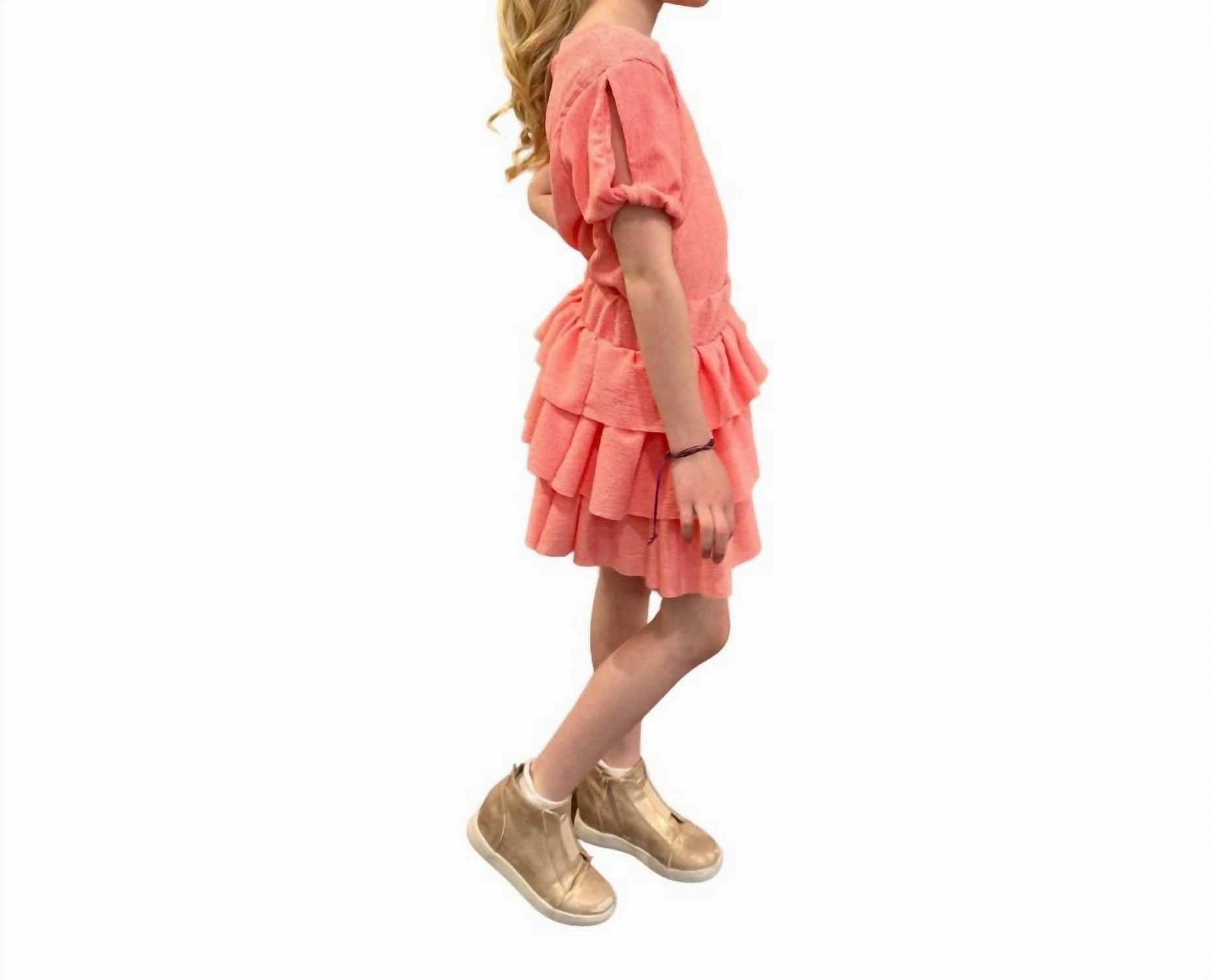 Girls Tiered Skirt In Peach Girls Tunic Top