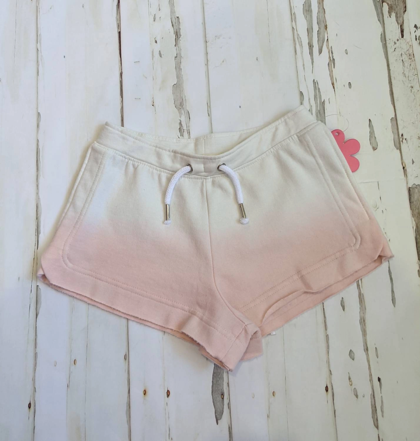 Girls Tween Dip Dyed Raw Edge Short In Pale Pink Girls Scallop Hem Shorts