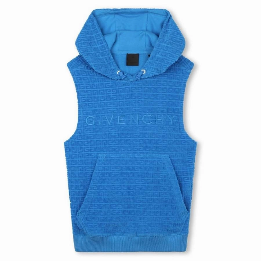Givenchy Boys 4G Towelling Jacquard Sleeveless Hoodie boys cable knit, zip up knitwear boys