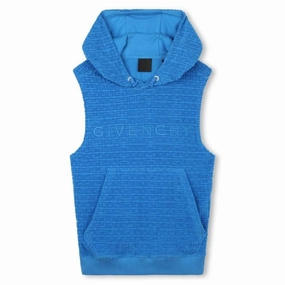 Givenchy Boys 4G Towelling Jacquard Sleeveless Hoodie boys cable knit, zip up knitwear boys