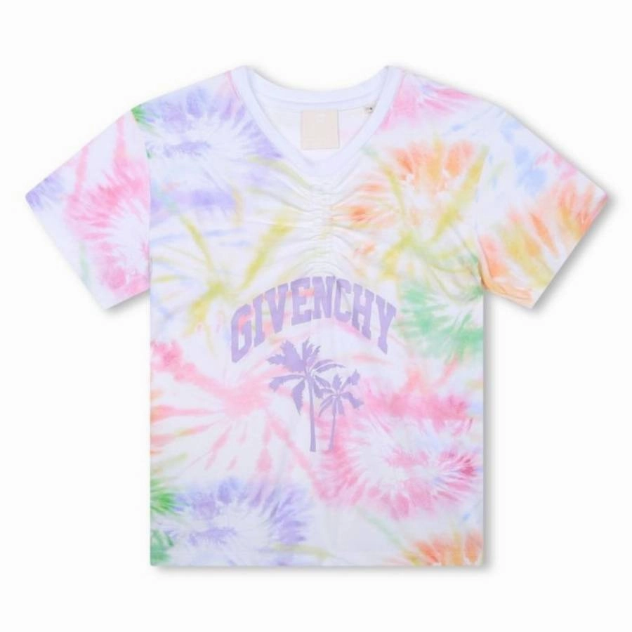 Givenchy Girls Tie-Dye Logo T-Shirt ruffle tops girls, long sleeve tees girls