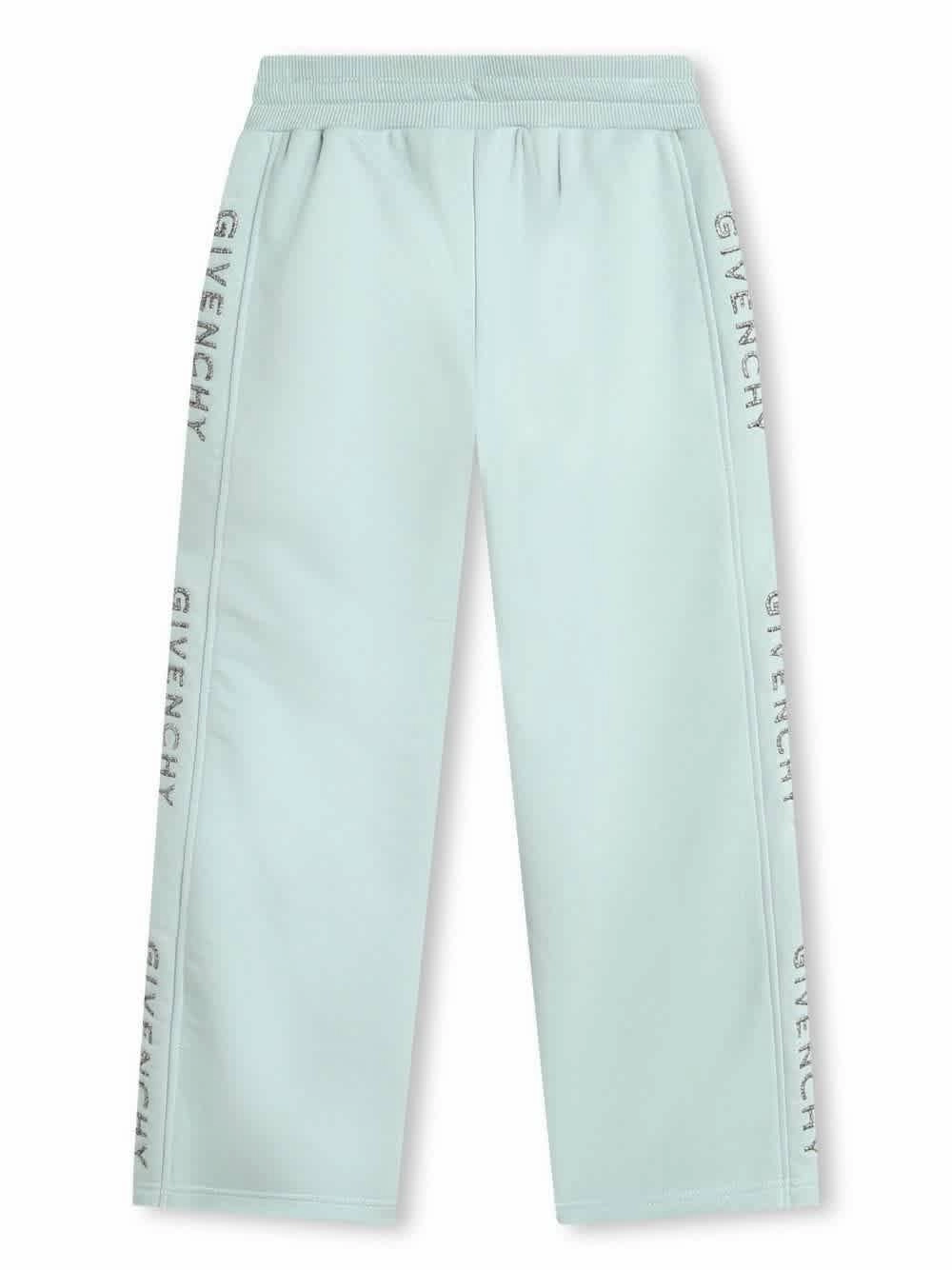 Givenchy Kids Pale Blue Logo Embroidered Drawstring Trousers Girls Seamless Sportswear