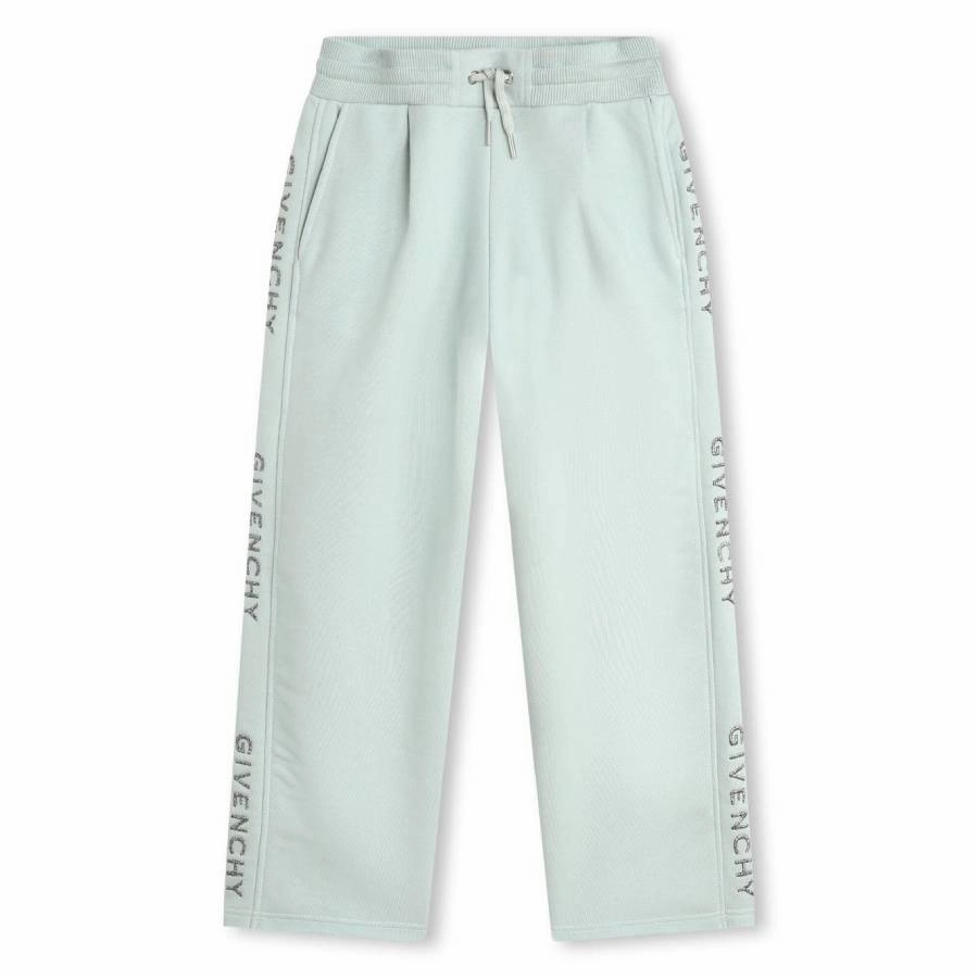 Givenchy Kids Pale Blue Logo Embroidered Drawstring Trousers girls workout sets, yoga pants girls