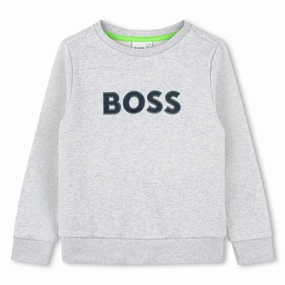 Gray Logo Sweatshirt boys cable knit, zip up knitwear boys