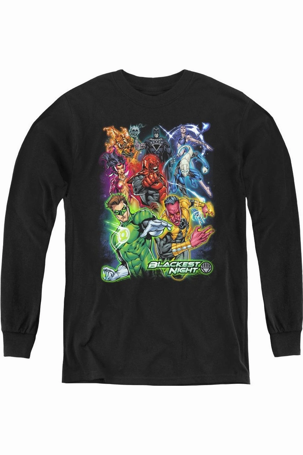 Green Lantern Blackest Group Youth Long Sleeve Tee / T-Shirt graphic tees for boys, polo shirts boys