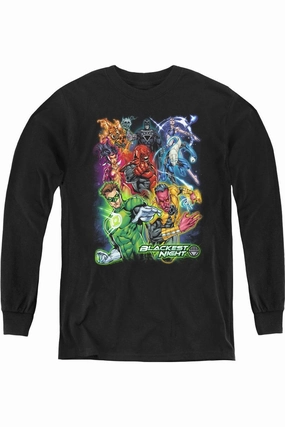 Green Lantern Blackest Group Youth Long Sleeve Tee / T-Shirt graphic tees for boys, polo shirts boys