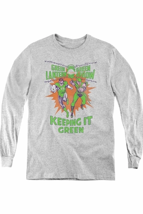 Green Lantern Keeping It Green Youth Long Sleeve Tee / T-Shirt graphic tees for boys, polo shirts boys
