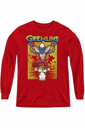 Gremlins Be Afraid Youth Long Sleeve Sweatshirt graphic tees for boys, polo shirts boys