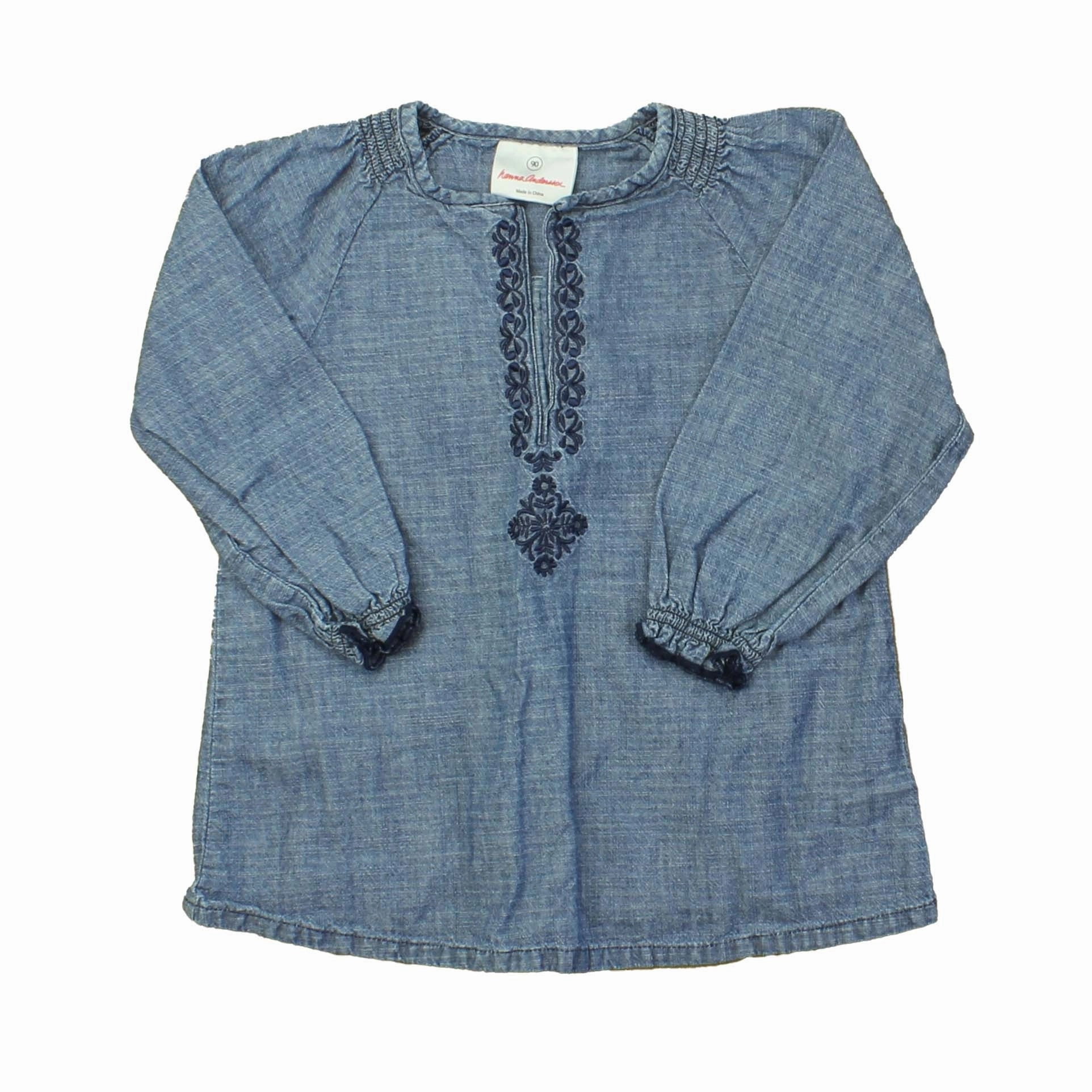 Hanna Andersson Girls Blue Blouse ruffle tops girls, long sleeve tees girls