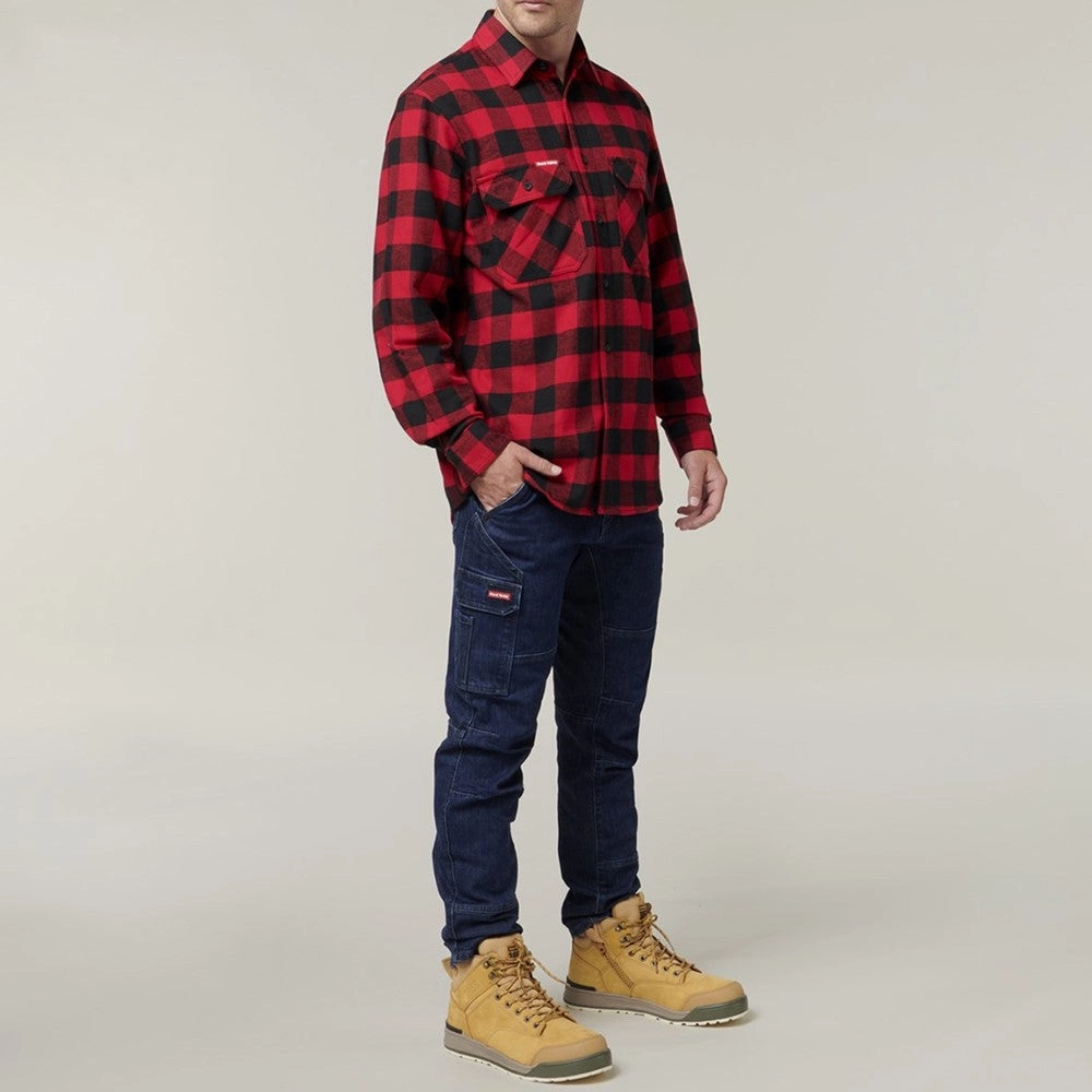 Hard Yakka Long Sleeve Check Flannel Shirt Men's Sports Casual Shoes
