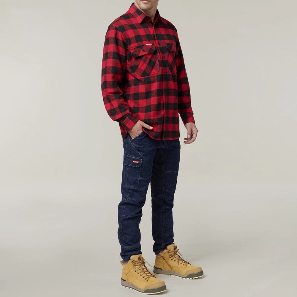 Hard Yakka Long Sleeve Check Flannel Shirt Men's Sports Casual Shoes
