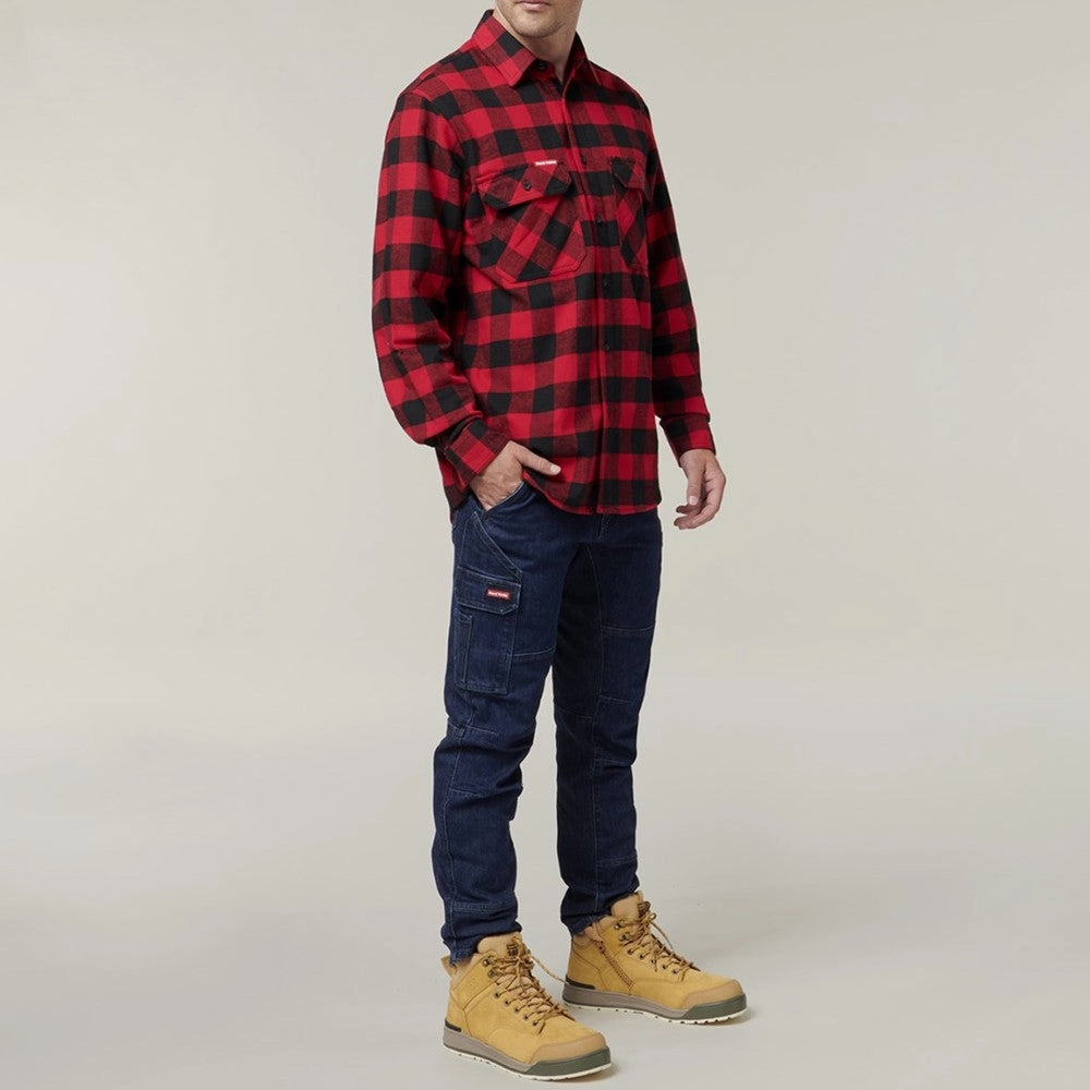 Hard Yakka Long Sleeve Check Flannel Shirt Men's Sports Casual Shoes