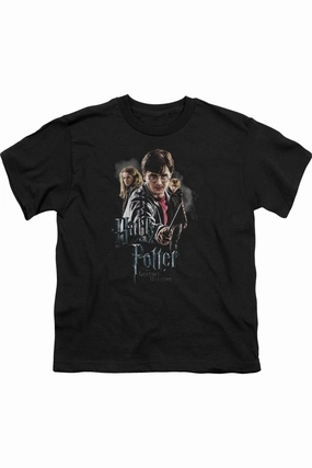 Harry Potter Deathly Hollows Cast Short Sleeve Youth Tee / T-Shirt graphic tees for boys, polo shirts boys