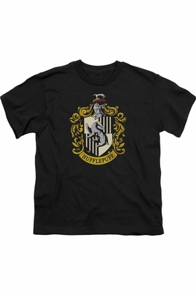 Harry Potter Hufflepuff Crest Short Sleeve Juvenile Tee / T-Shirt graphic tees for boys, polo shirts boys
