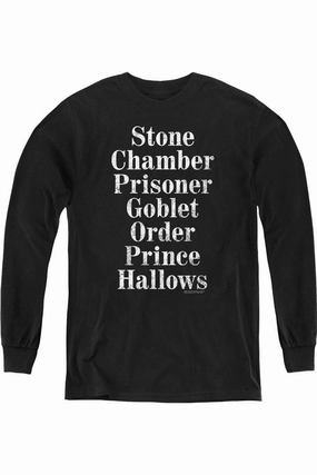 Harry Potter Titles Youth Long Sleeve Tee / T-Shirt graphic tees for boys, polo shirts boys