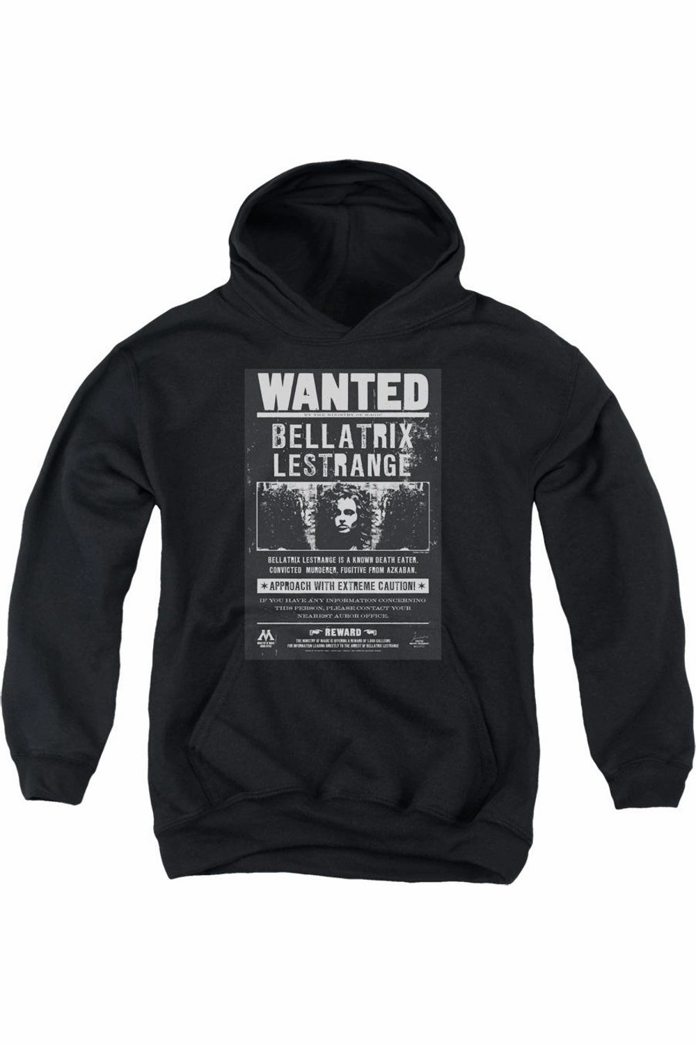 Harry Potter Wanted Bellatrix Youth Pull Over Hoodie / Hooded Sweatshirt graphic tees for boys, polo shirts boys