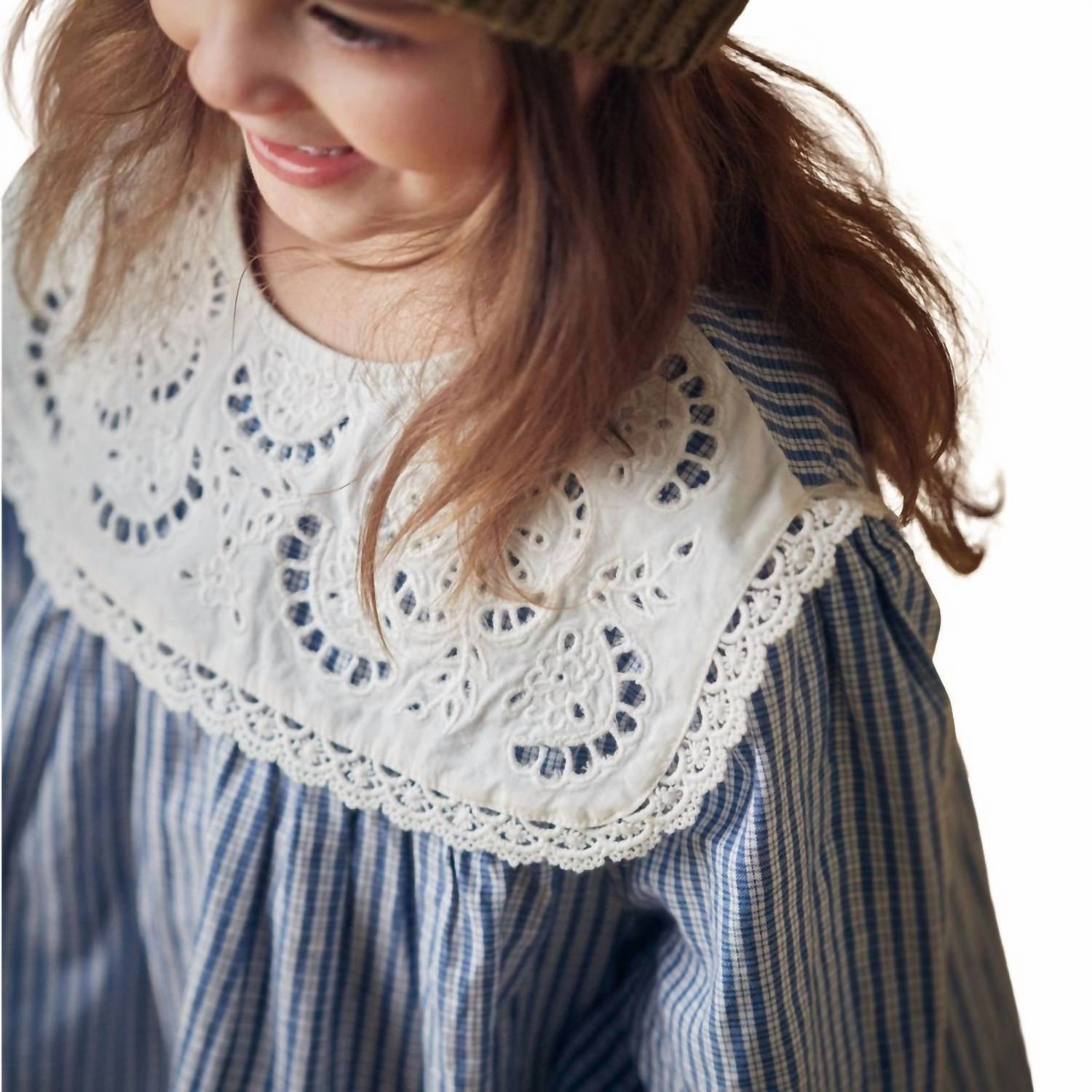 Henriette Blouse In Blue Sonnet Vichy Girls Tunic Top