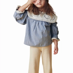 Henriette Blouse In Blue Sonnet Vichy ruffle tops girls, long sleeve tees girls
