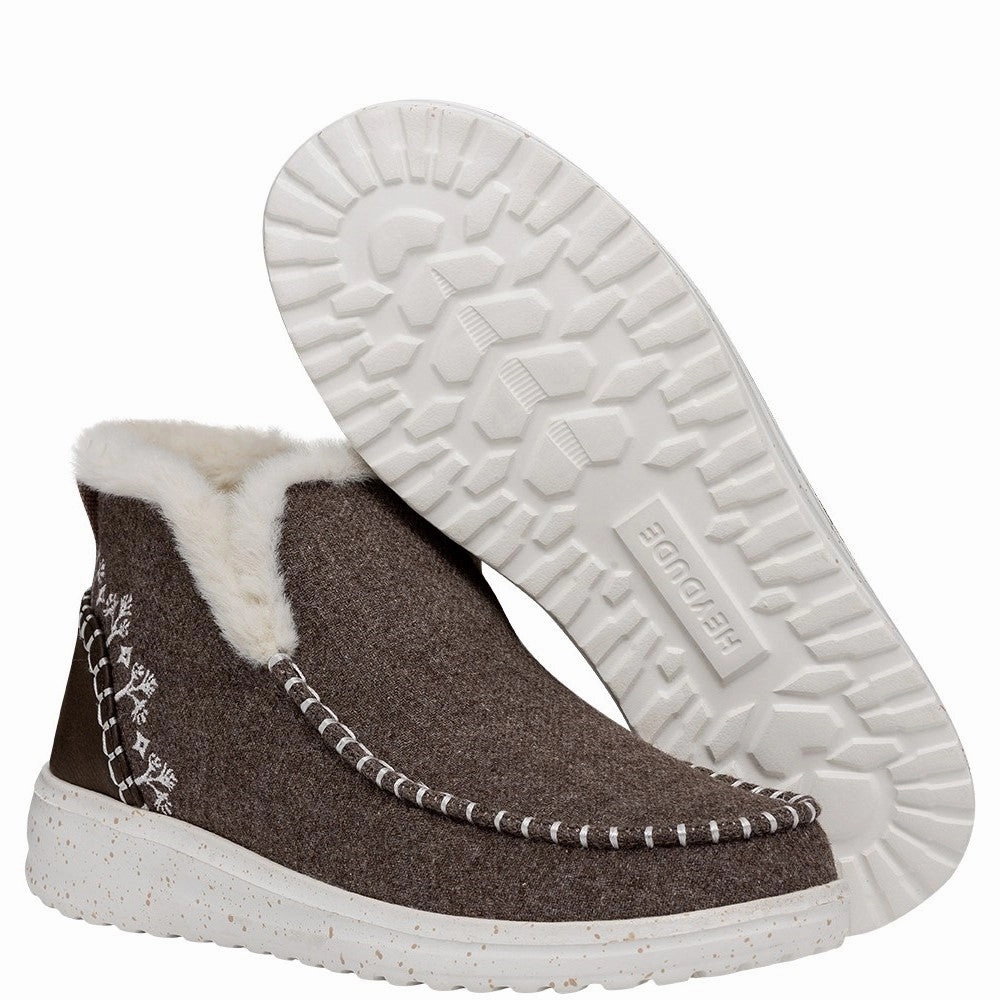 HEYDUDE Denny Wool Faux Shearling Boots Women's Sneakers Casual Walking Shoes