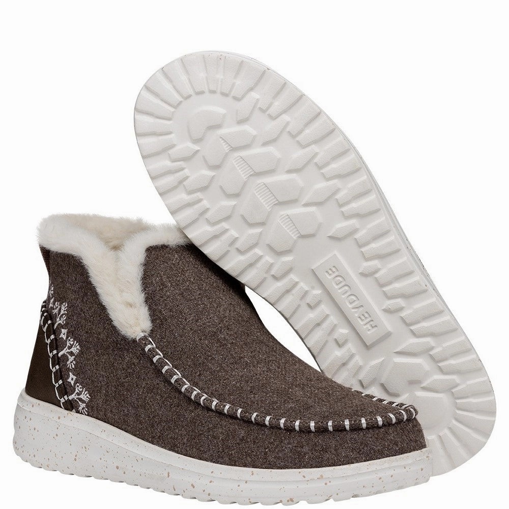 HEYDUDE Denny Wool Faux Shearling Boots Women's Sneakers Casual Walking Shoes