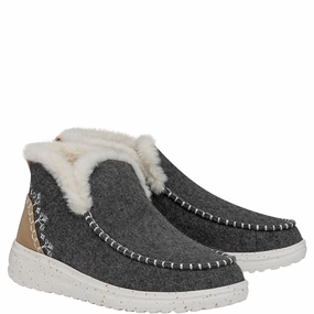 HEYDUDE Denny Wool Faux Shearling Boots Lightweight Running Shoes,Slip On Athletic Shoes,Breathable Workout Shoes