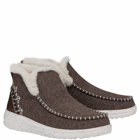 HEYDUDE Denny Wool Faux Shearling Boots Lightweight Running Shoes,Slip On Athletic Shoes,Breathable Workout Shoes