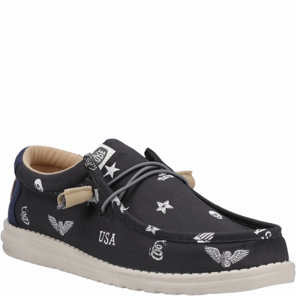 HEYDUDE Wally Stars n Skulls Shoe Basketball Shoes, Running Shoes