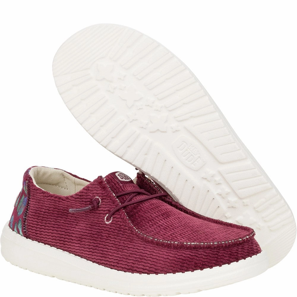 HEYDUDE Wendy Corduroy Leo Shoes Women's Sneakers Casual Walking Shoes