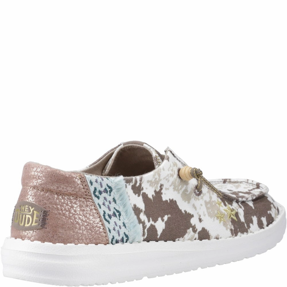 HEYDUDE Wendy Disco Cow Shoes Women's Sneakers Casual Walking Shoes