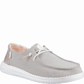 HEYDUDE Wendy Metallic Sparkle Shoe Lightweight Running Shoes,Slip On Athletic Shoes,Breathable Workout Shoes