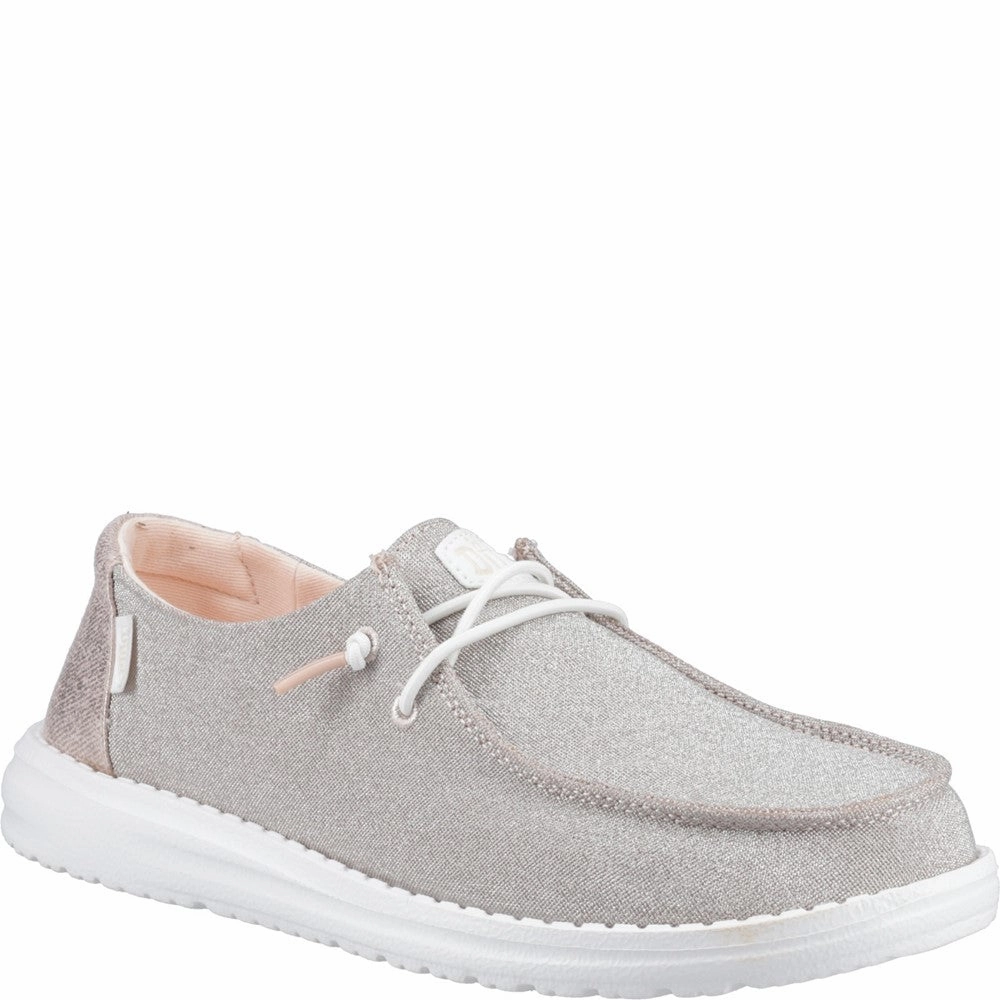 HEYDUDE Wendy Metallic Sparkle Shoe Lightweight Running Shoes,Slip On Athletic Shoes,Breathable Workout Shoes