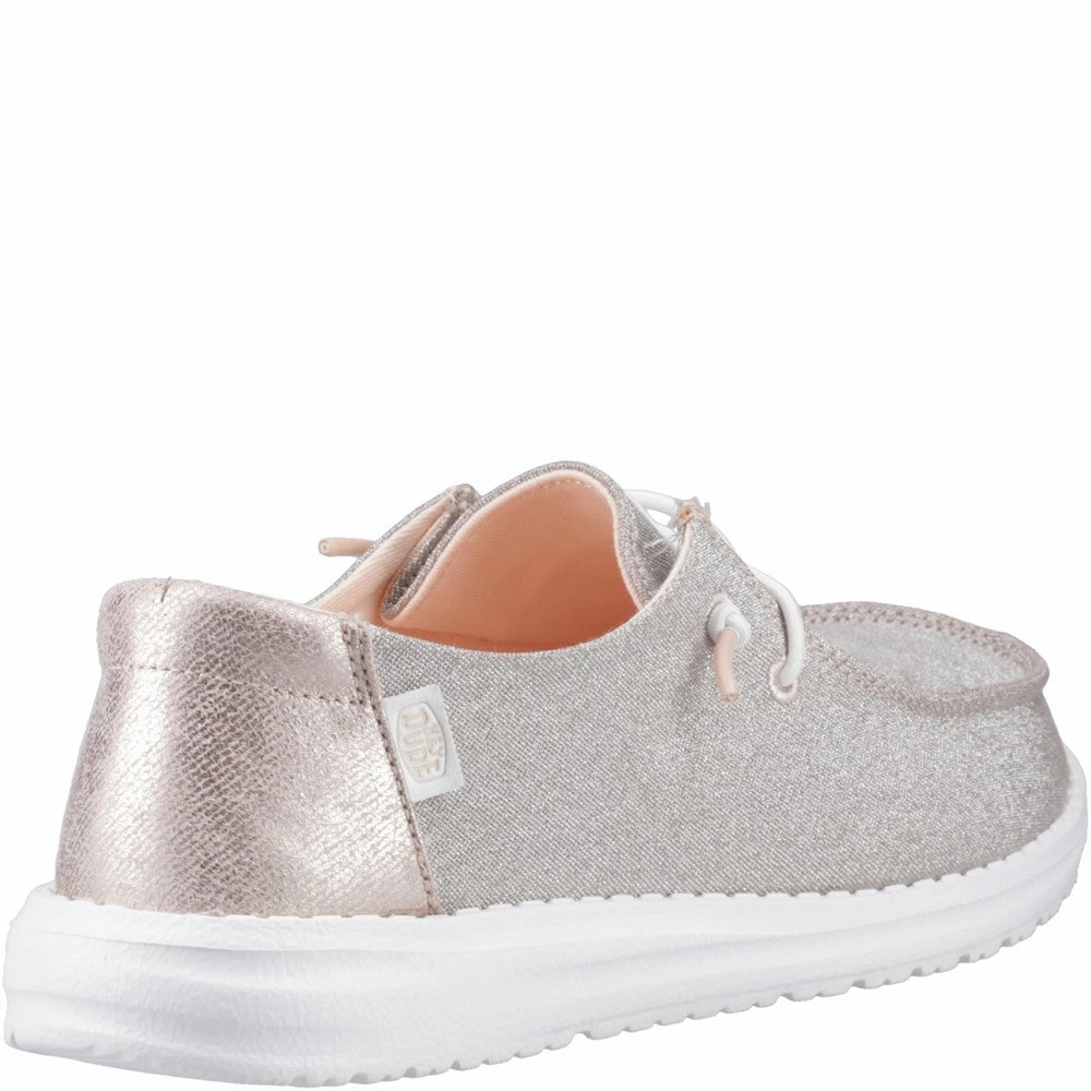 HEYDUDE Wendy Metallic Sparkle Shoe Women's Sneakers Casual Walking Shoes