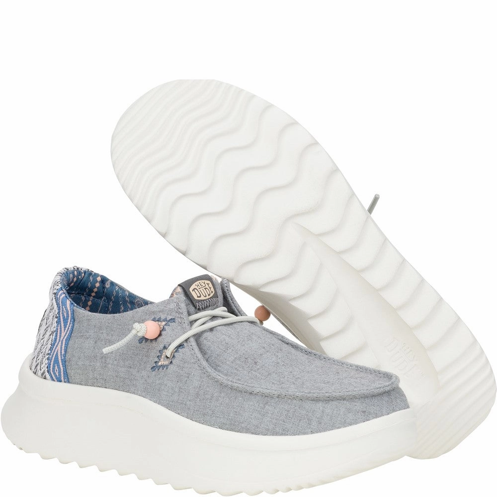 HEYDUDE Wendy Peak Chambray Woven Shoes Women's Sneakers Casual Walking Shoes