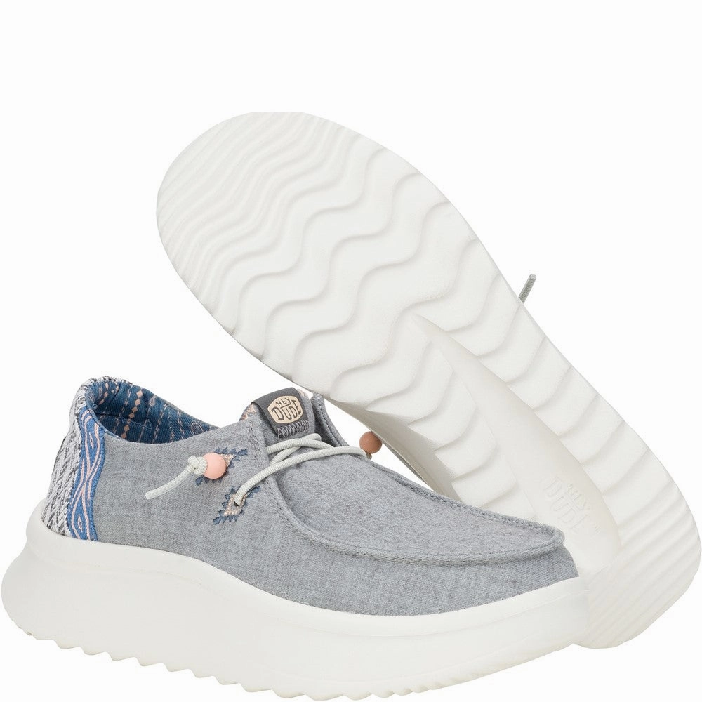 HEYDUDE Wendy Peak Chambray Woven Shoes Women's Sneakers Casual Walking Shoes