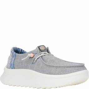HEYDUDE Wendy Peak Chambray Woven Shoes Lightweight Running Shoes,Slip On Athletic Shoes,Breathable Workout Shoes